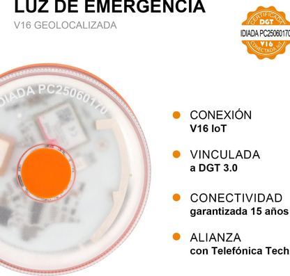 🚨 Lámpara de Emergencia V16 - Homologada por la DGT Geolocalización 3.0 con Datos Incluidos - Seguridad en 15 Segundos