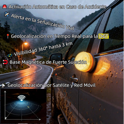 🚨 Lámpara de Emergencia V16 - Homologada por la DGT Geolocalización 3.0 con Datos Incluidos - Seguridad en 15 Segundos