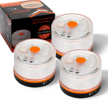 🚨 Lámpara de Emergencia V16 - Homologada por la DGT Geolocalización 3.0 con Datos Incluidos - Seguridad en 15 Segundos