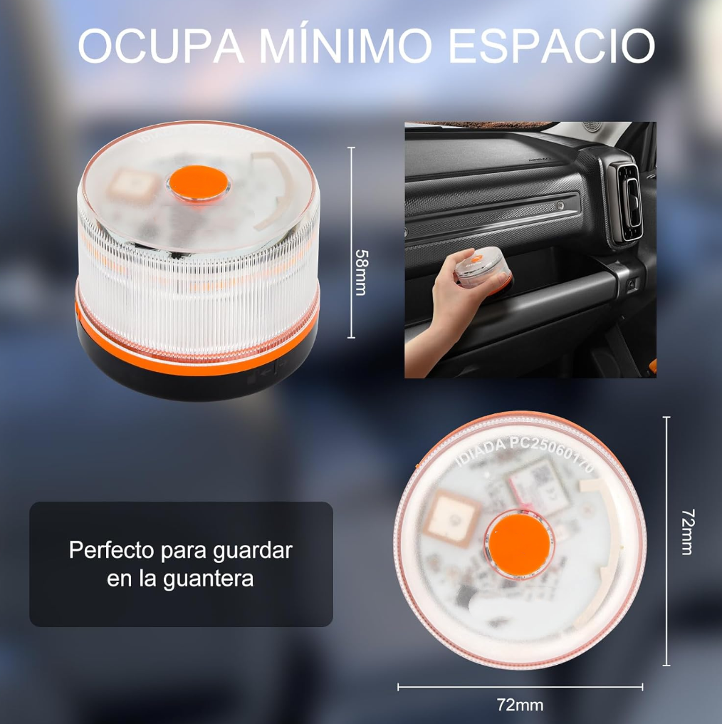 🚨 Lámpara de Emergencia V16 - Homologada por la DGT Geolocalización 3.0 con Datos Incluidos - Seguridad en 15 Segundos