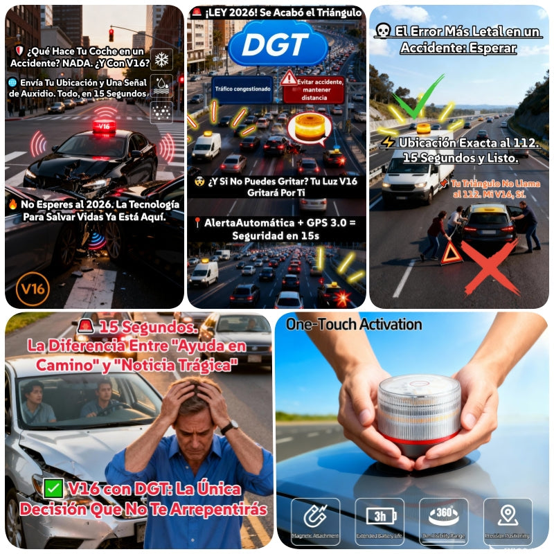 🚨 Lámpara de Emergencia V16 - Homologada por la DGT Geolocalización 3.0 con Datos Incluidos - Seguridad en 15 Segundos