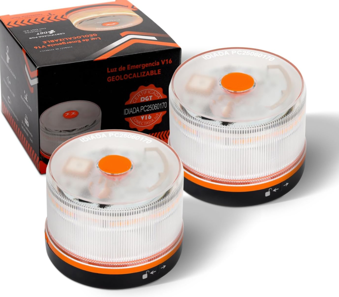 🚨 Lámpara de Emergencia V16 - Homologada por la DGT Geolocalización 3.0 con Datos Incluidos - Seguridad en 15 Segundos